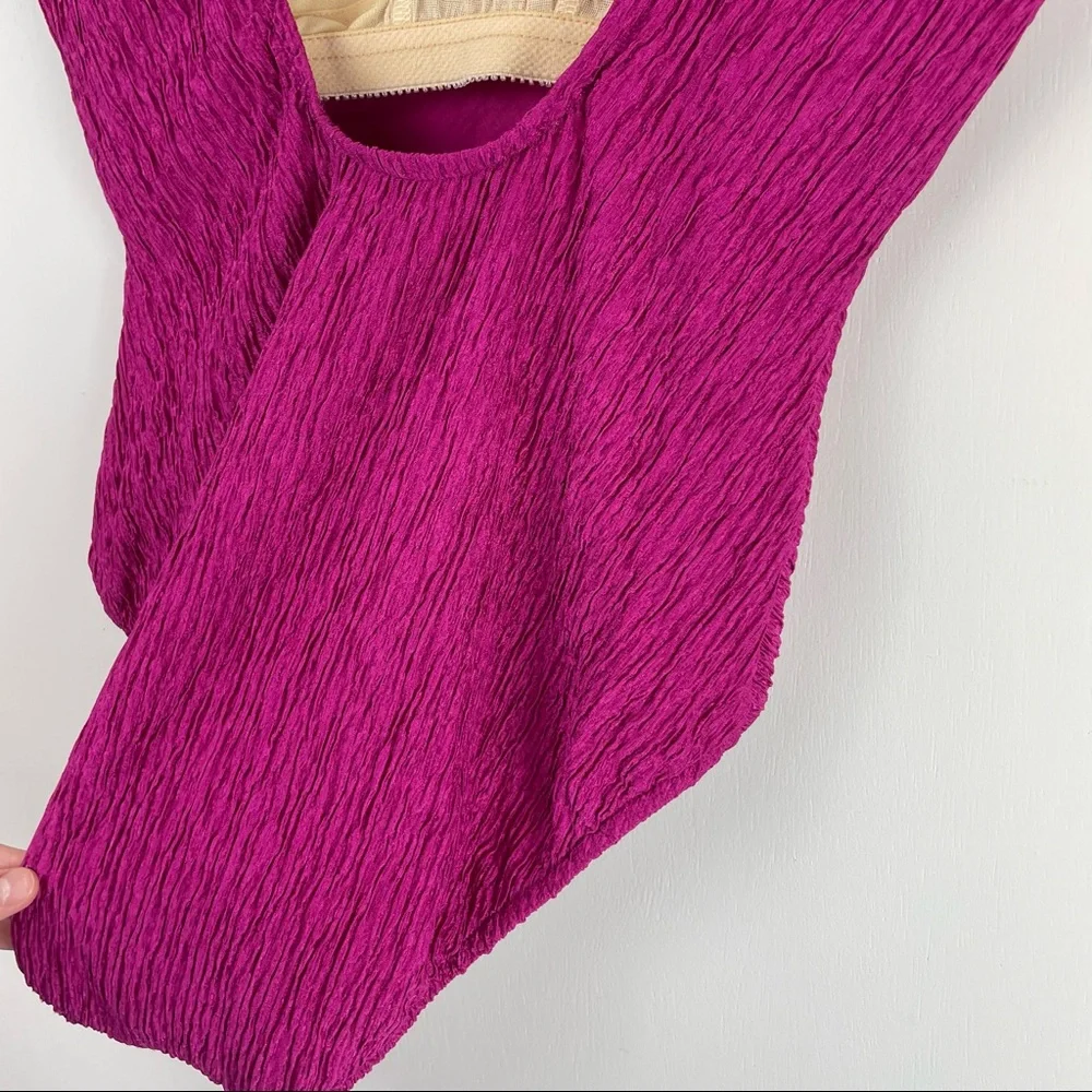 Vintage Y2K Magenta Textured Stretch One Piece Swimsuit Sz Large